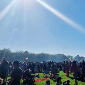 The sun shines bright at Sefton Park as revellers fire up their BBQs.