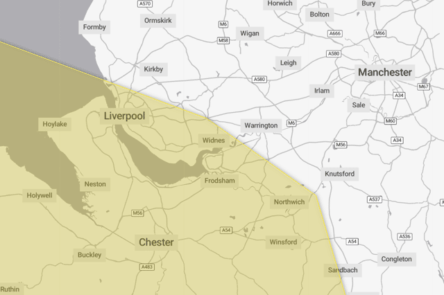Met Office issues yellow weather warning for Liverpool