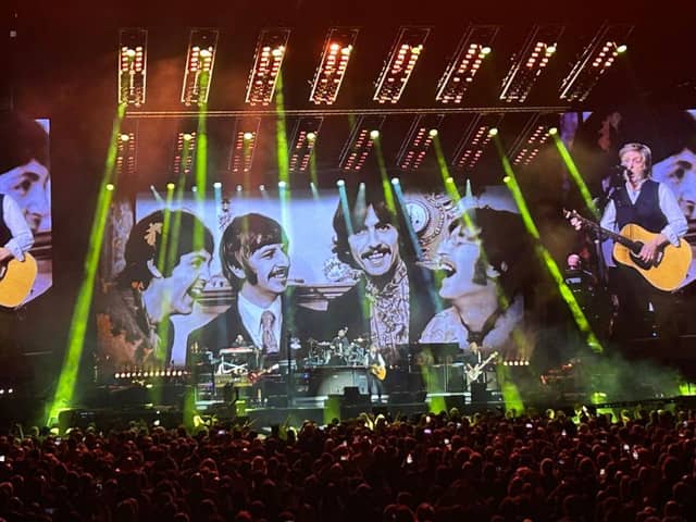 Paul McCartney performs at the Co-op Live in Manchester.