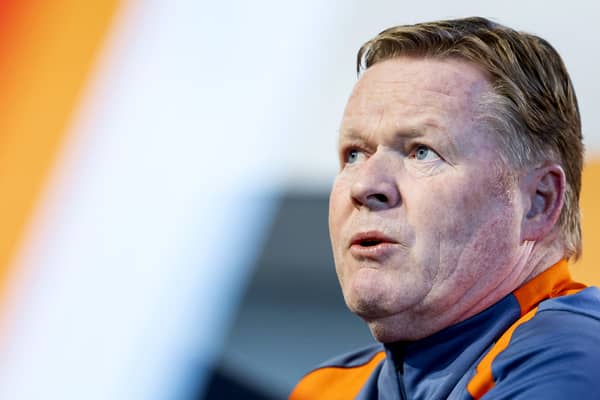 Netherlands head coach Ronald Koeman addresses the media during a press conference at the KNVB Campus in Zeist ahead of the Netherlands upcoming UEFA Nations League quarter-final football match against Spain. (Photo by Koen van Weel / ANP / AFP) / Netherlands OUT (Photo by KOEN VAN WEEL/ANP/AFP via Getty Images)  