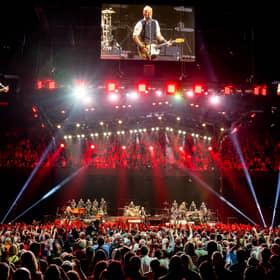 Bruce Springsteen and The E Street Band perform during the first night of 'The Land of Hopes and Dreams' tour at Co-op Live on May 14, 2025 in Manchester, England.