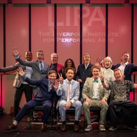 Sir Paul McCartney, LIPA's Principal and CEO Sean McNamara and, from L-R (back row) Adrian Lester, James Nesbitt, Mark Featherstone-Witty, Sita McIntosh, Gay Linvill and (front row) Tord Øverland Knudsen, Matthew Murphy, Dan Haggis and Simon Bobbett.