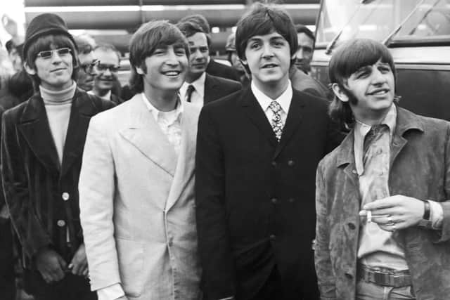 The Beatles at London Airport en route to Germany, and afterwards, Japan, 23rd June 1966. From left to right, George, John, Paul and Ringo.