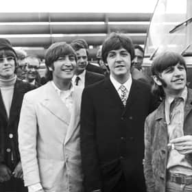 The Beatles at London Airport en route to Germany, and afterwards, Japan, 23rd June 1966. From left to right, George, John, Paul and Ringo. 