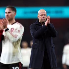 Arne Slot, Manager of Liverpool, applauds fans after the Premier League match between Arsenal and Liverpool at Emirates Stadium on January 08, 2026 in London, England. (Photo by Justin Setterfield/Getty Images)