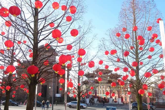 Lanterns in Chinatown, Liverpool.