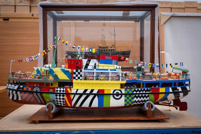 A model of Peter Blake's famous dazzle ferry will go on display in the exhibition.