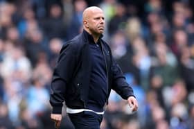 Arne Slot, Manager of Liverpool, reacts at full time following defat during the Emirates FA Cup Quarter Final match between Manchester City and Liverpool at Etihad Stadium on April 04, 2026 in Manchester, England. (Photo by Michael Regan/Getty Images)