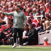 Calum McFarlane, Interim Manager of Chelsea, gestures during the Premier League match between Liverpool and Chelsea at Anfield on May 09, 2026 in Liverpool, England. (Photo by Carl Recine/Getty Images)