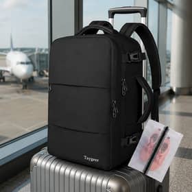 The Taygeer backpack is designed to fit Ryanair's free underseat cabin bag allowance while offering multiple storage compartments.