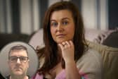 Victim Sophie Parrish, whose brother in law posted digitally altered images of her online. Inset: Karl Marshall, 49.