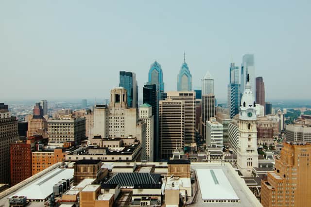 Room with a view from the 33rd floor of Loews Philadelphia Hotel