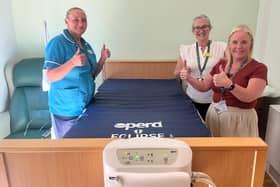 The team at St Joseph's Hospice were delighted to receive a donation for 10 new specialist mattresses