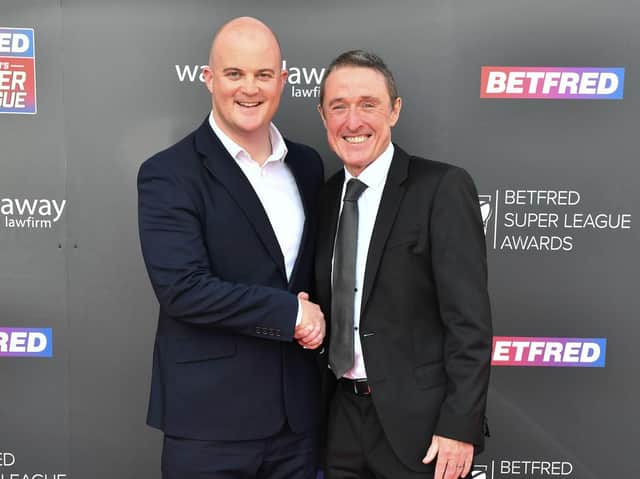 <p>Super League chief commercial officer Rhodri Jones, left, has become Managing Director of Rugby League Commercial. (SIMON WILKINSON/SWPIX)</p>