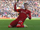 Harvey Elliott celebrates scoring Liverpool's third goal in the Reds' 3-1 FA Cup fourth round victory over Cardiff City. Pic: Clive Brunskill.