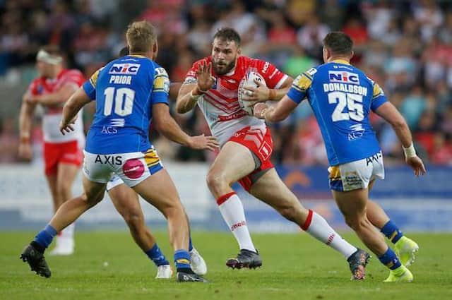  Alex Walmsley in action for St Helens. 