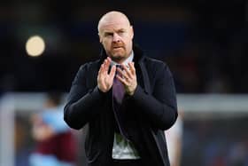 BURNLEY, ENGLAND - FEBRUARY 23: Sean Dyche, ex-manager of Burnley, applauds fans after their sides victory during the Premier League match between Burnley and Tottenham Hotspur at Turf Moor on February 23, 2022 in Burnley, England. (Photo by Alex Livesey/Getty Images)