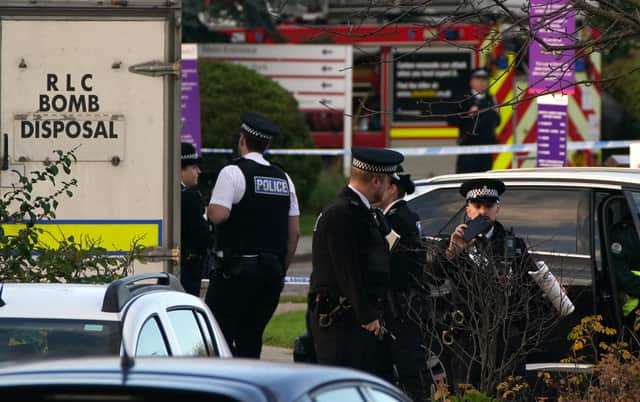 Emergency services outside Liverpool Women's Hospital after an explosion killed one and injured another.