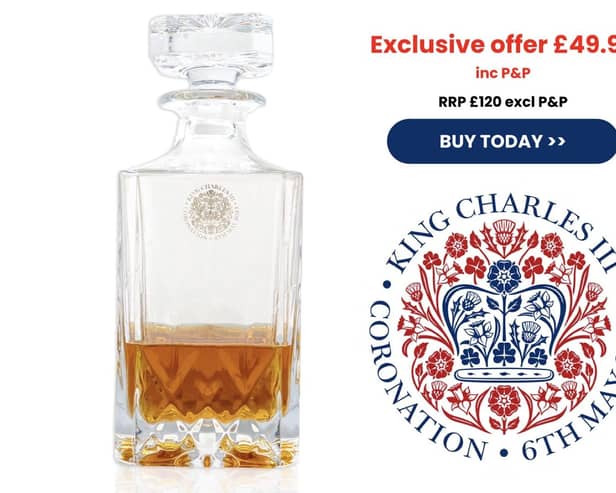 LIMITED EDITION: King Charles III commemorative crystal decanter with royal seal