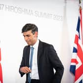 Prime Minister Rishi Sunak turns his back for five minutes at the G7 summit in Hiroshima, Japan. (Photo by Stefan Rousseau - WPA Pool/Getty Images)