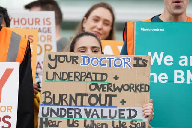 Junior doctors and medical consultants on the picket line. PIC: Stefan Rousseau/PA Wire