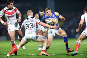 Liam Sutcliffe in action for Rhinos on his debut,  against St Helens, in May. 2013. Picture by Steve Riding.