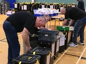 Verification of the ballot boxes at The Leisuredrome in Bishopbriggs