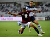 TURIN, ITALY - SEPTEMBER 23: Ciro Immobile of SS Lazio competes for the ball with Gleison Bremer of Torino FC during the Serie A match between Torino FC v SS Lazio at Stadio Olimpico di Torino on September 23, 2021 in Turin, Italy. (Photo by Marco Rosi - SS Lazio/Getty Images)