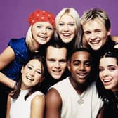 S Club 7 are to perform in Liverpool on their reunion tour. Pictured are Jo O'Meara, Hannah Spearritt, Rachel Stevens, Tina Barrett, Paul Cattermole, Jon Lee and Bradley McIntosh. (Photo by Tim Roney/Getty Images)