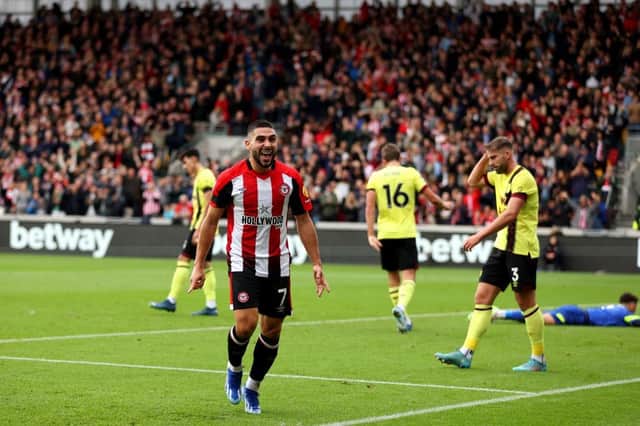 Neal Maupay of Brentford celebrates. (Photo by Luke Walker/Getty Images)