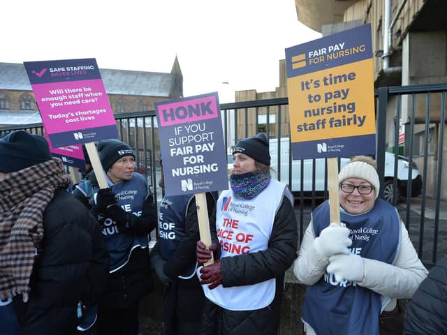 Nurses on strike in Liverpool. 